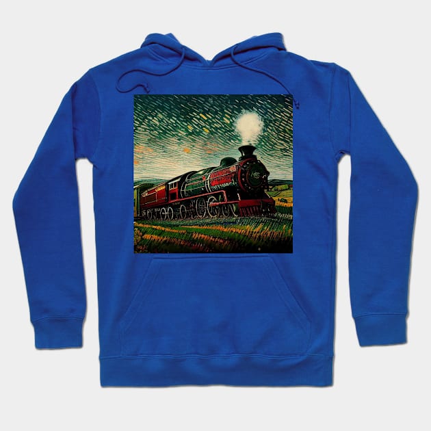 Starry Night Wizarding Express Train Hoodie by Grassroots Green